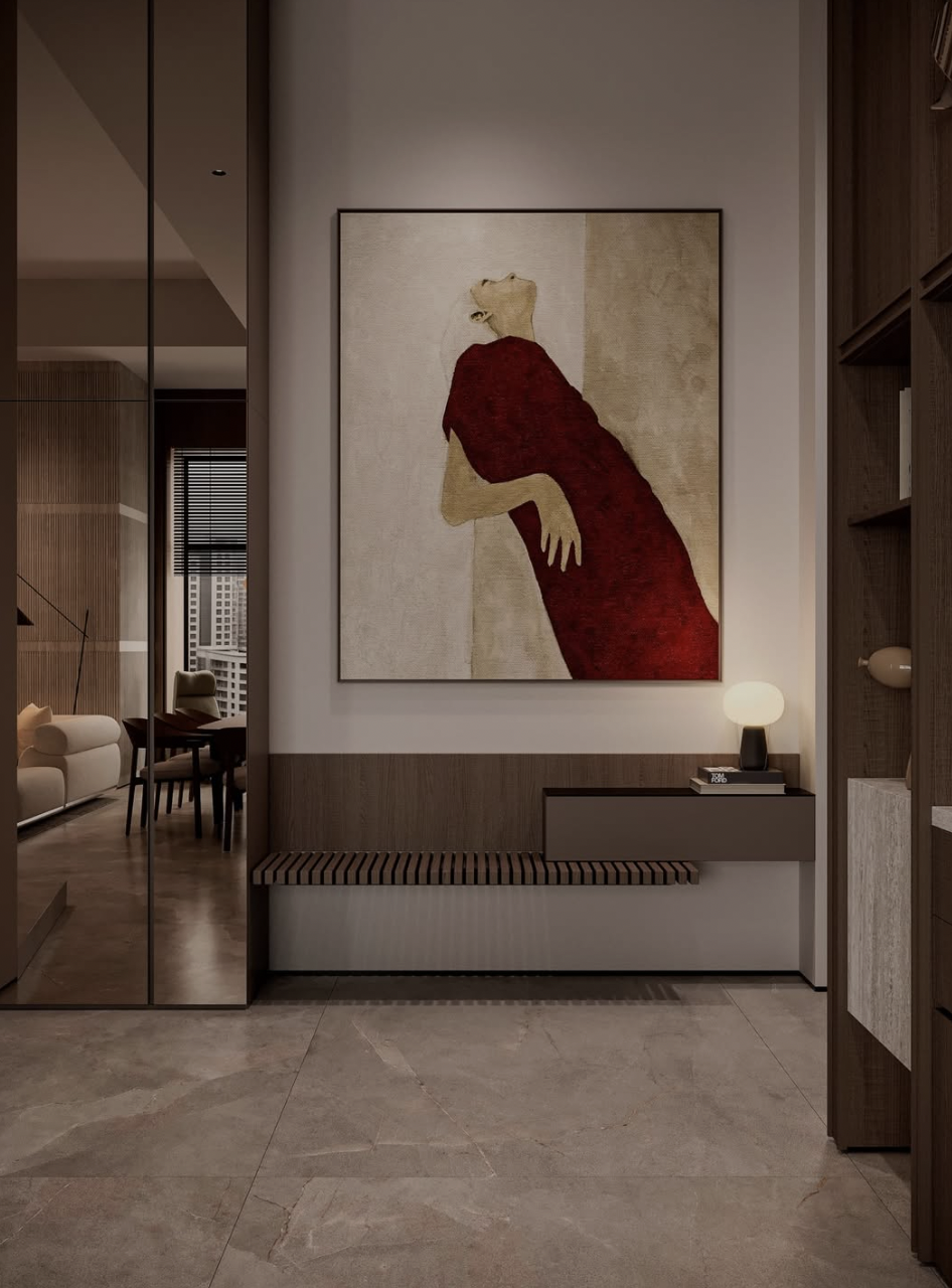 Các gam màu trầm tạo điểm neo và cá tính, đồng thời tăng chiều sâu cho nền trung tính của Modern Luxury (Nguồn hình: Internet)