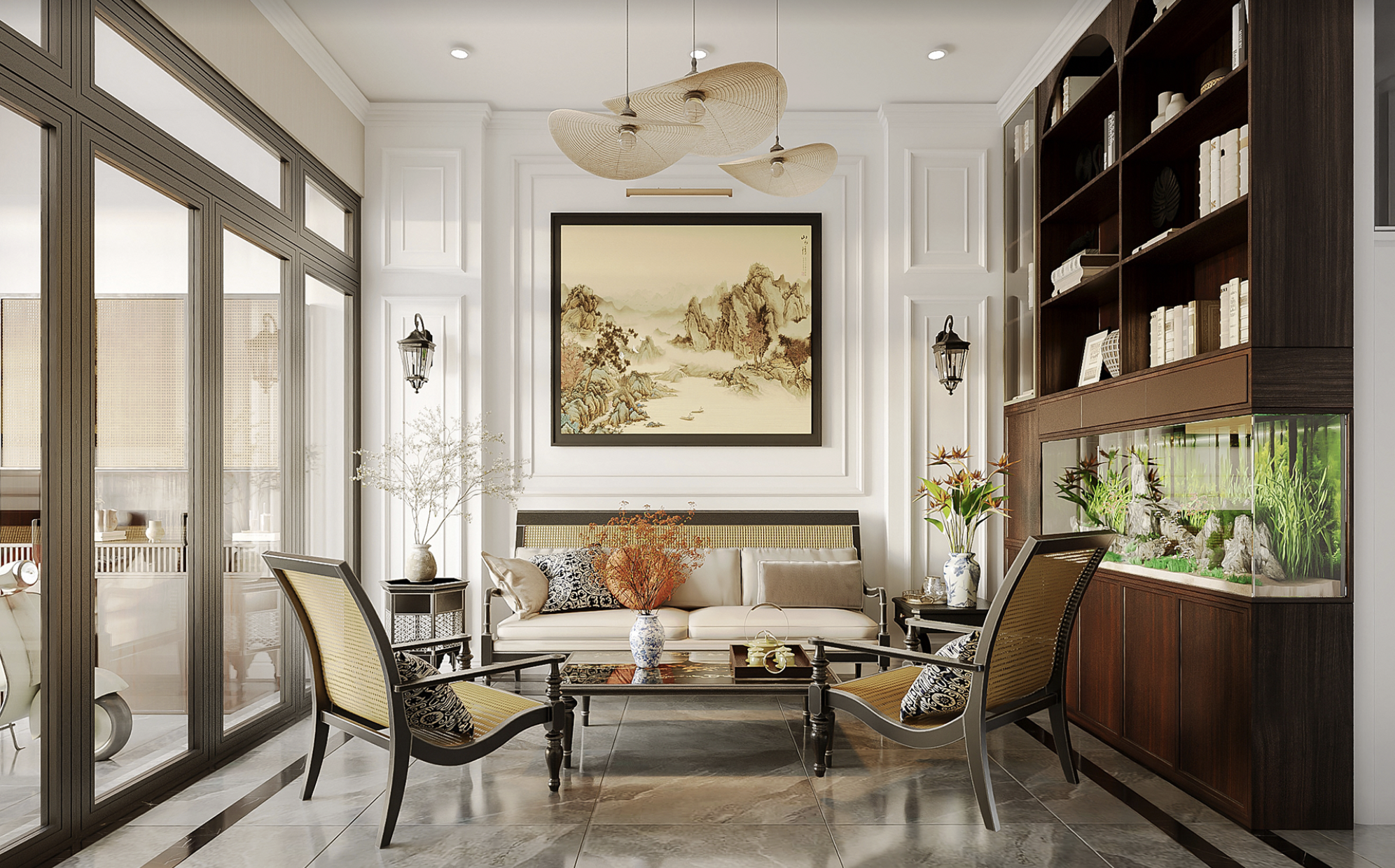 Căn hộ, penthouse và duplex nên chọn lọc chi tiết Indochine để tạo bản sắc mà vẫn duy trì sự thoáng đãng (Nguồn hình: Internet)