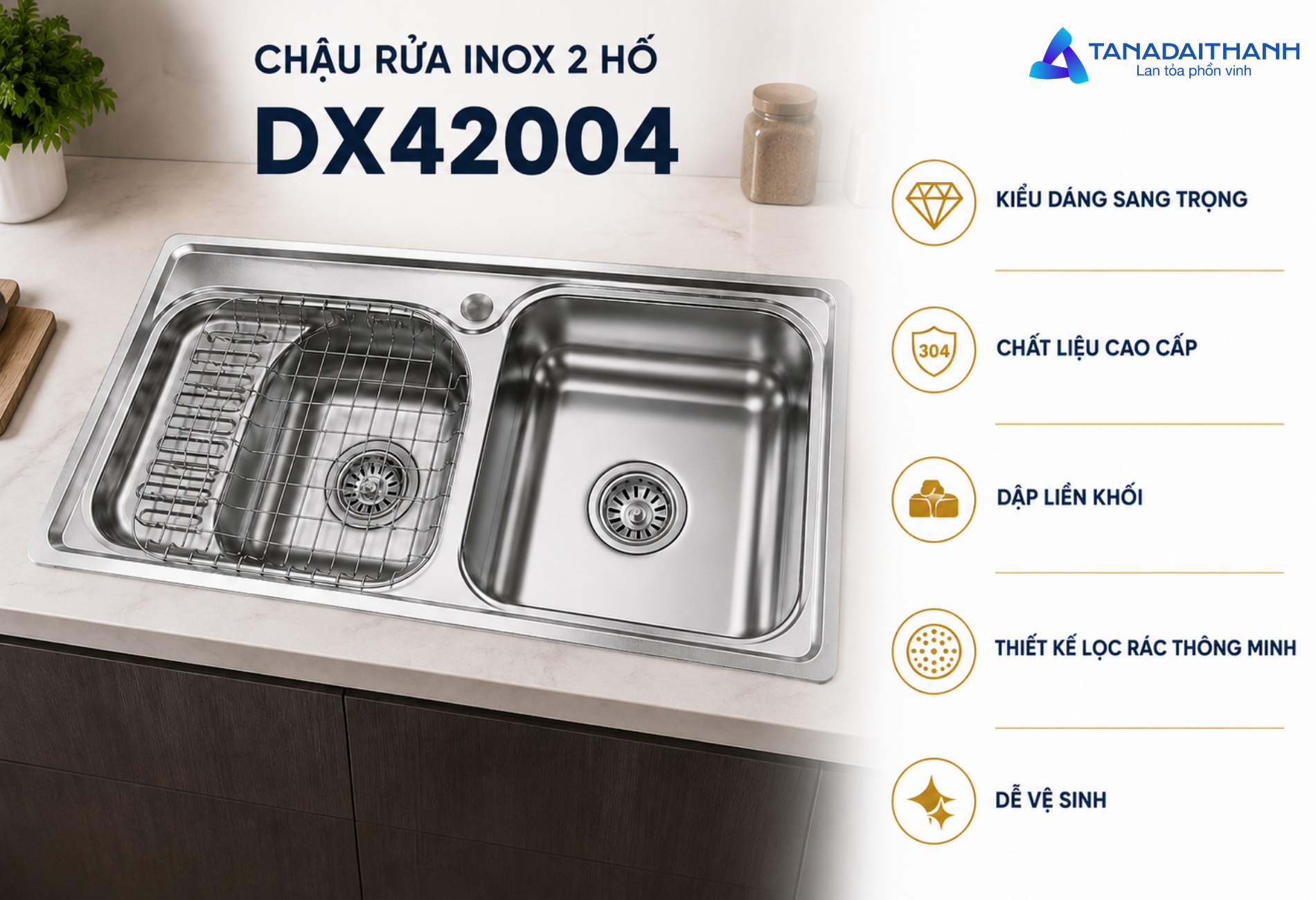 DX42004 phù hợp với người cần lòng chậu liền mạch, sâu rộng và chịu lực tốt