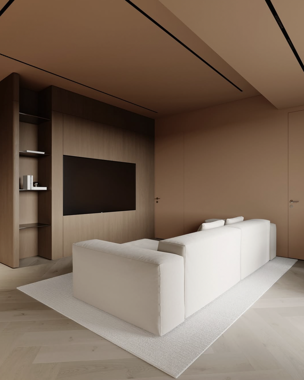 Không gian phòng khách trong biệt thự ven hồ