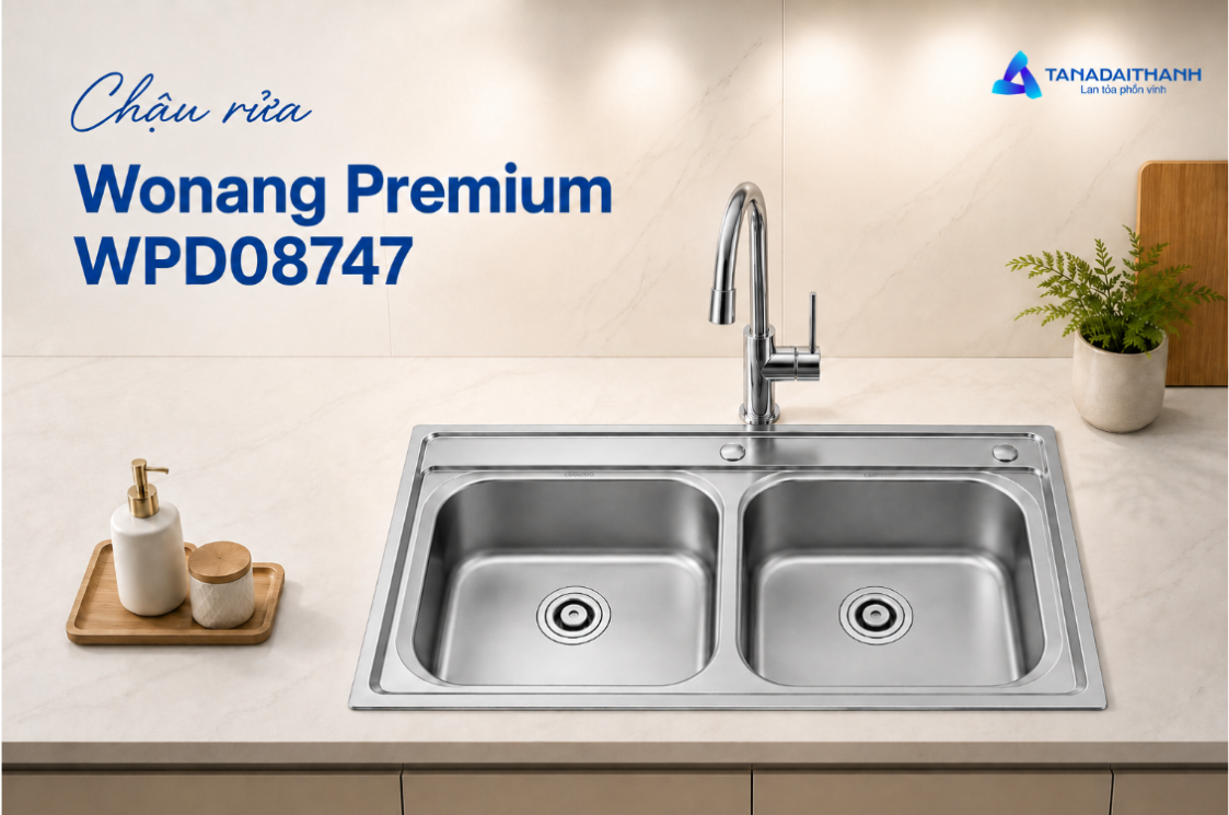Chậu rửa bát 2 hố Wonang phù hợp không gian bếp hiện đại