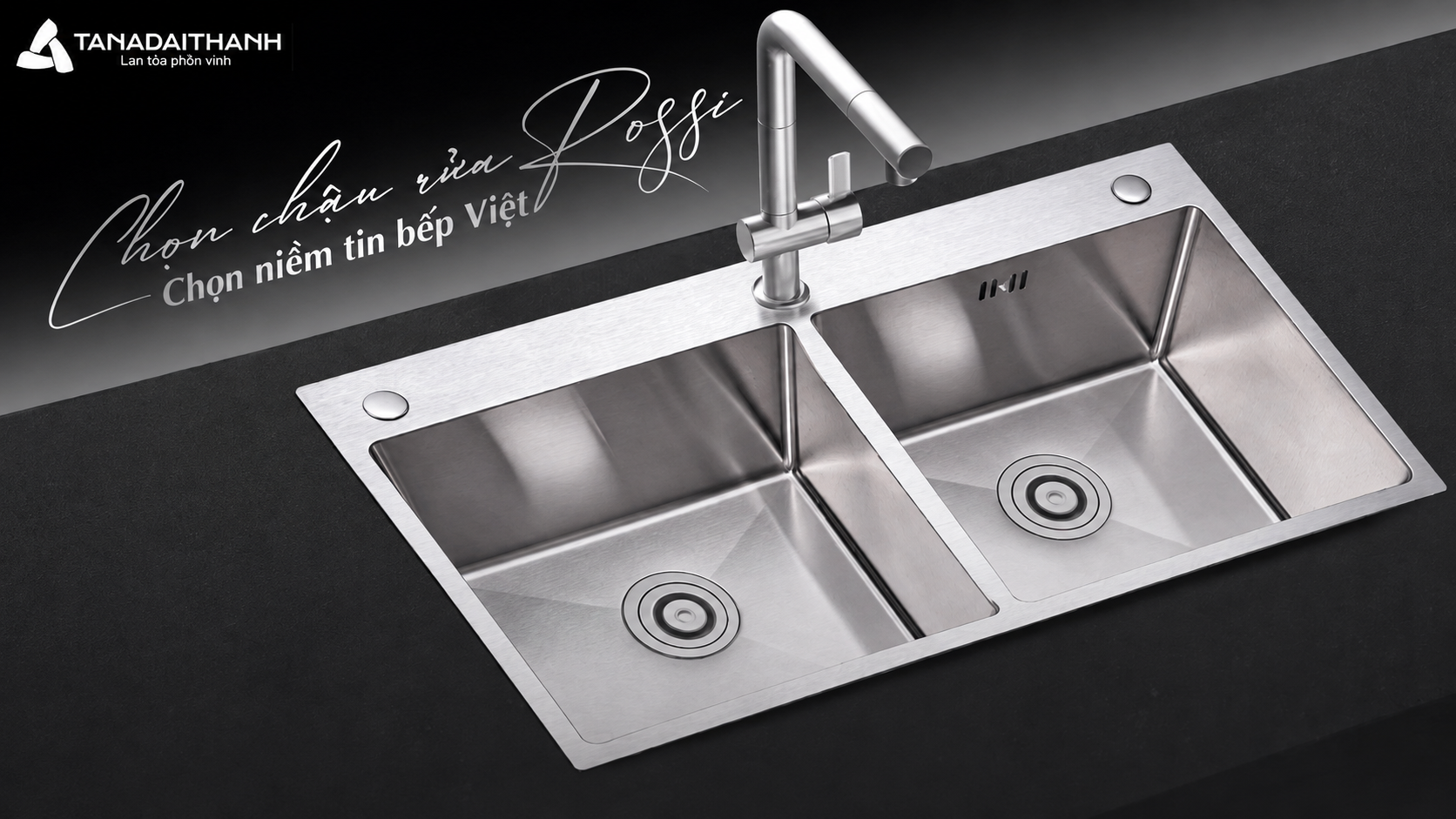 Chậu Rossi nổi bật với lòng sâu, bộ lọc rác nhiều lớp và thiết kế phù hợp bếp gia đình